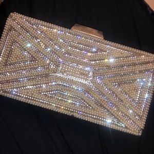Pearl and rhinestone clutch